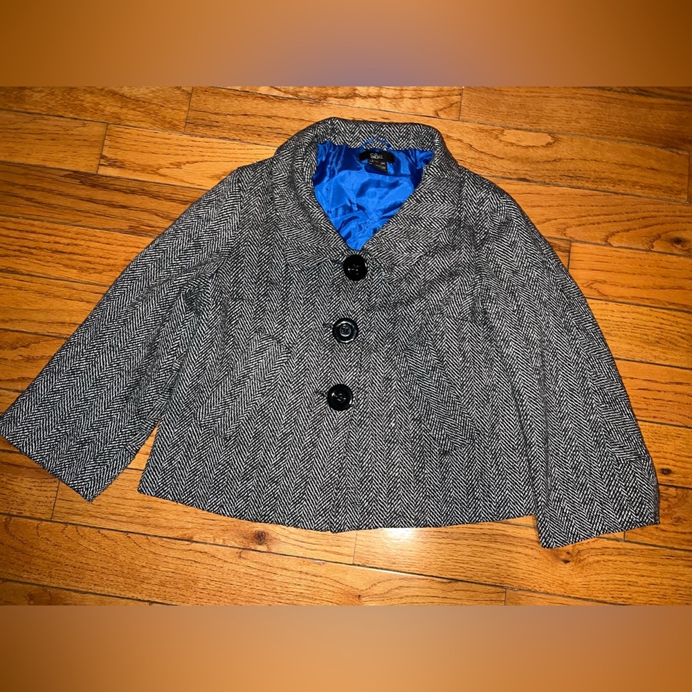 Women’s Cropped Jacket, Herringbone Pattern and 3/4 Sleeve